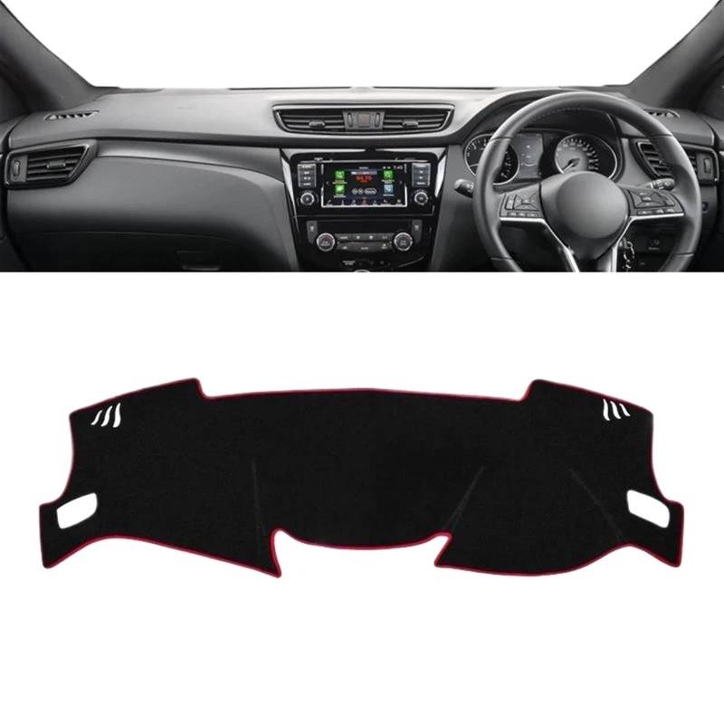 Armaturenbrett Abdeckung Matte Für Nissan Für Qashqai J11 2014 2015 2016 2017 2018 2019 2020 Auto-Armaturenbrett-Abdeckung, Instrumenten-Teppich-Armaturenbrett-Matte(A RHD Red Side) von ELDVSUA