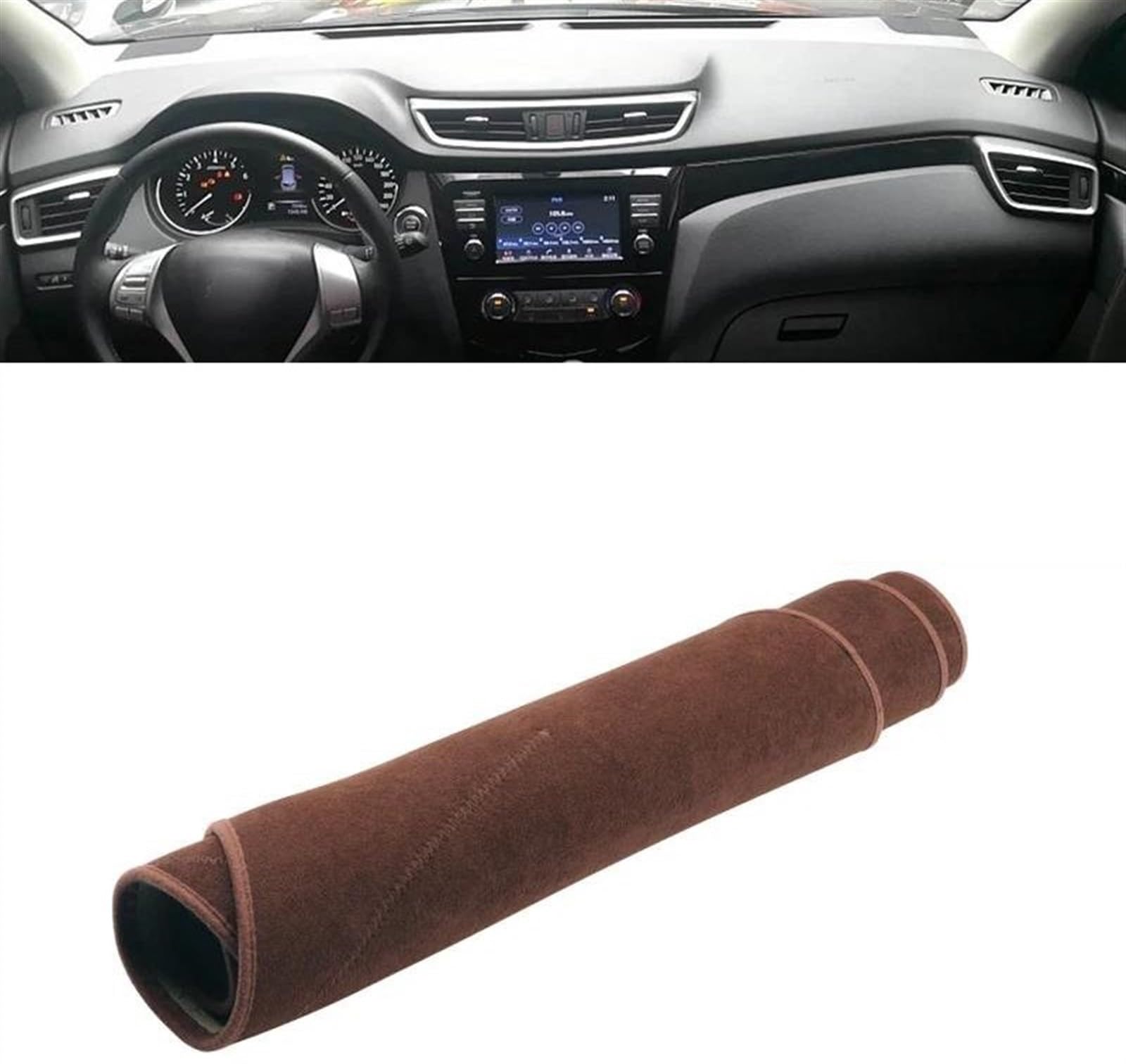 Armaturenbrett Abdeckung Matte Für Nissan Für Qashqai J11 2014 2015 2016 2017 2018 2019 2020 Auto Armaturenbrett Abdeckung Dash Matte Sonnenschutz Pad(B Brown LHD) von ELDVSUA