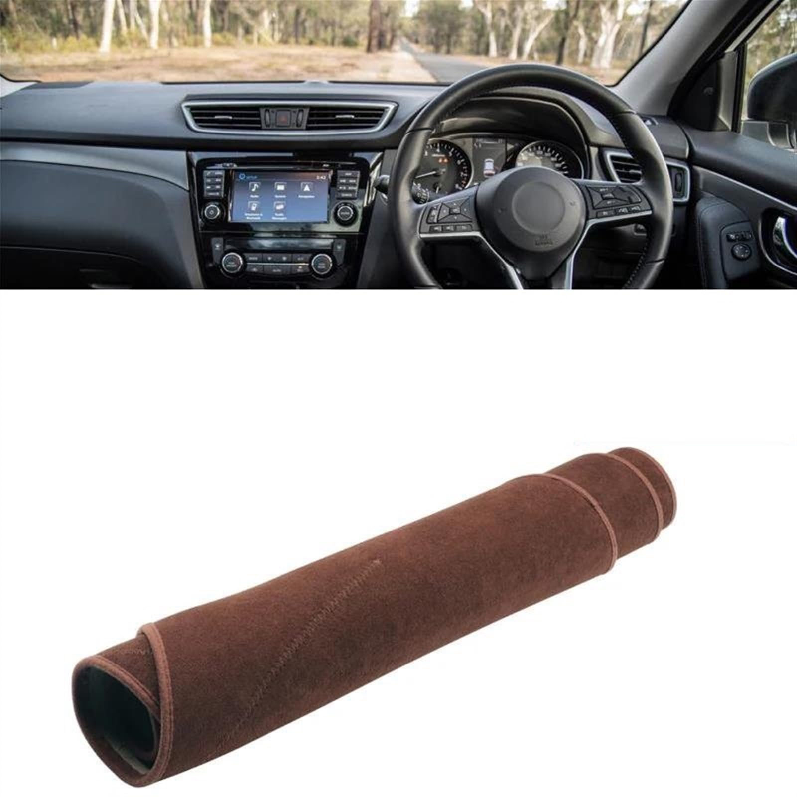 Armaturenbrett Abdeckung Matte Für Nissan Für Qashqai J11 2014 2015 2016 2017 2018 2019 2020 Auto Armaturenbrett Abdeckung Dash Matte Sonnenschutz Pad(B Brown RHD) von ELDVSUA