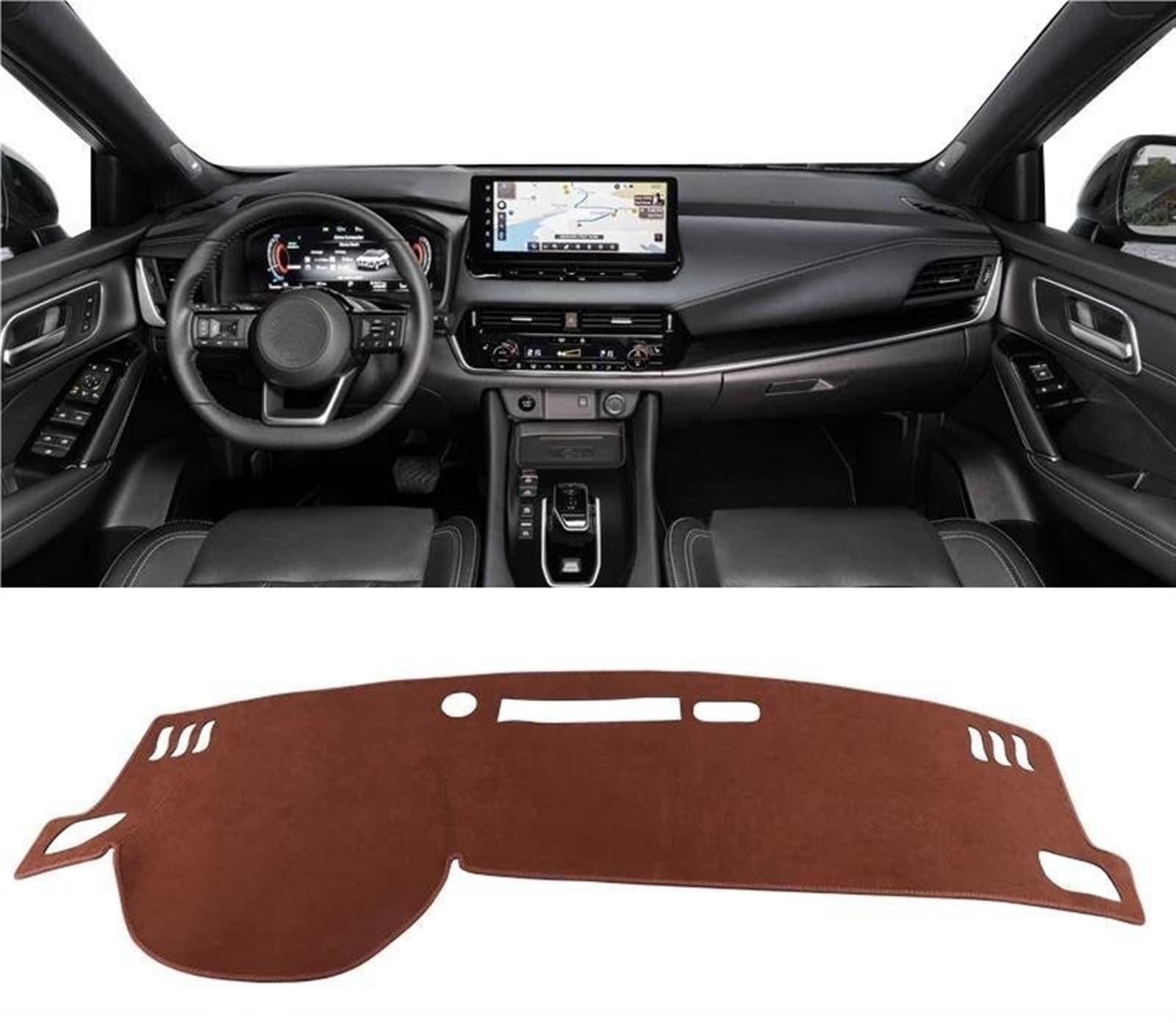 Armaturenbrett Abdeckung Matte Für Nissan Für Qashqai J12 2021 2022 2023 2024 Auto Dashboard Abdeckung Instrument Panel Teppiche Sonnenschutz Matten(B LHD Brown) von ELDVSUA