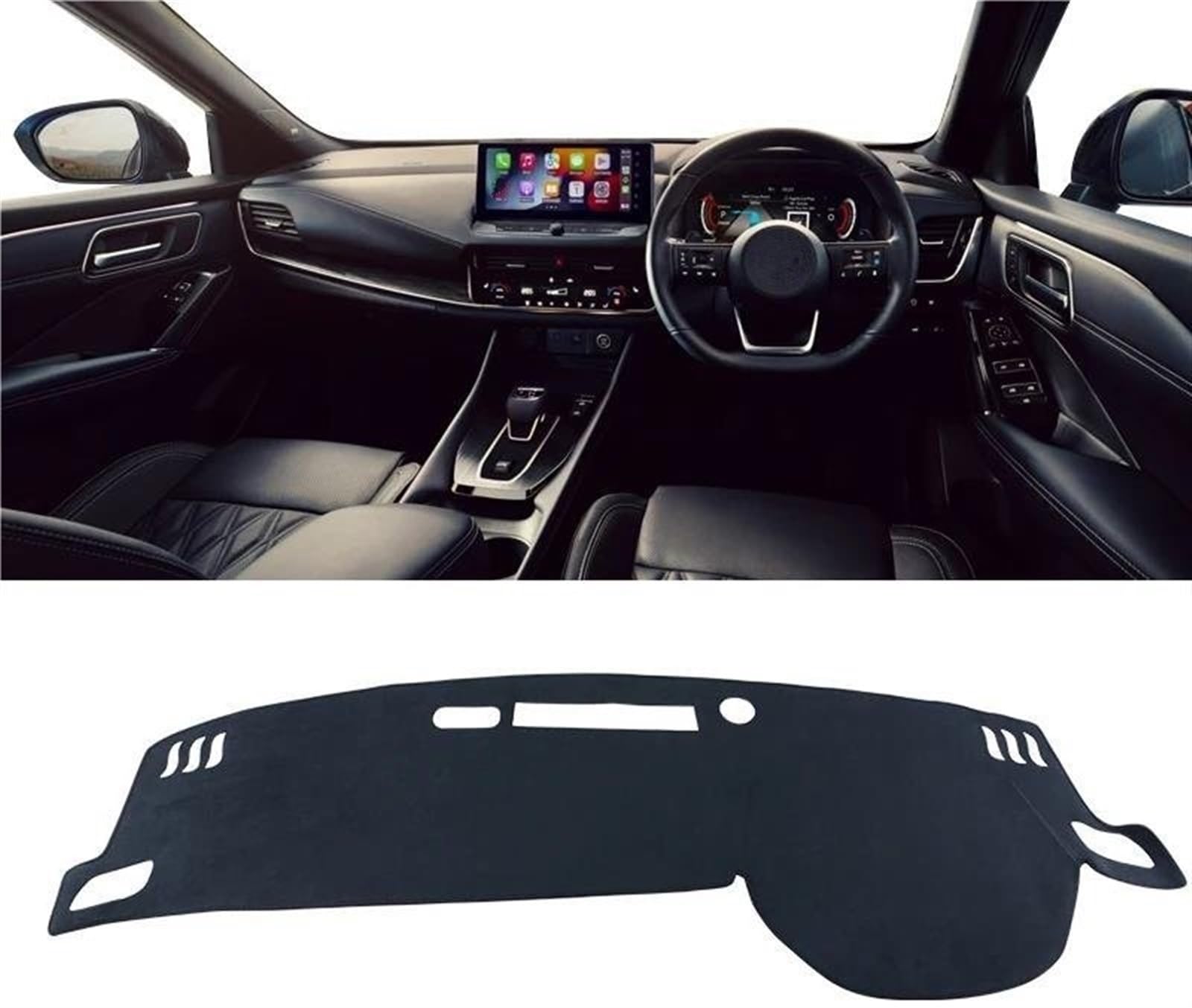 Armaturenbrett Abdeckung Matte Für Nissan Für Qashqai J12 2021 2022 2023 2024 Auto Dashboard Abdeckung Instrument Panel Teppiche Sonnenschutz Matten(B RHD Black) von ELDVSUA