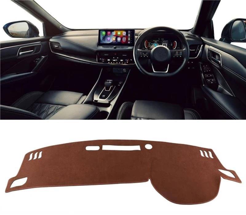 Armaturenbrett Abdeckung Matte Für Nissan Für Qashqai J12 2021 2022 2023 2024 Auto Dashboard Abdeckung Instrument Panel Teppiche Sonnenschutz Matten(B RHD Brown) von ELDVSUA