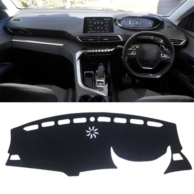 Armaturenbrett Abdeckung Matte Für Peugeot 3008 5008 GT Für Hybrid 2016 2017 2018 2019 2020 2021 2022 2023 Auto Dashboard Abdeckung Matten Instrument Schreibtisch Pad(A RHD Black Side) von ELDVSUA