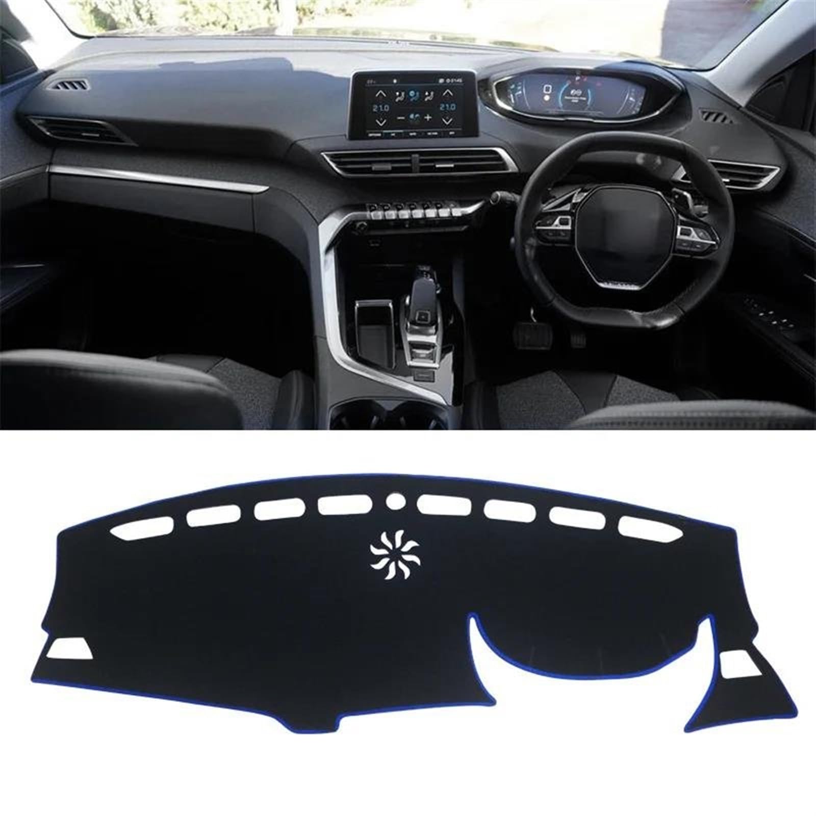 Armaturenbrett Abdeckung Matte Für Peugeot 3008 5008 GT Für Hybrid 2016 2017 2018 2019 2020 2021 2022 2023 Auto Dashboard Abdeckung Matten Instrument Schreibtisch Pad(A RHD Blue Side) von ELDVSUA