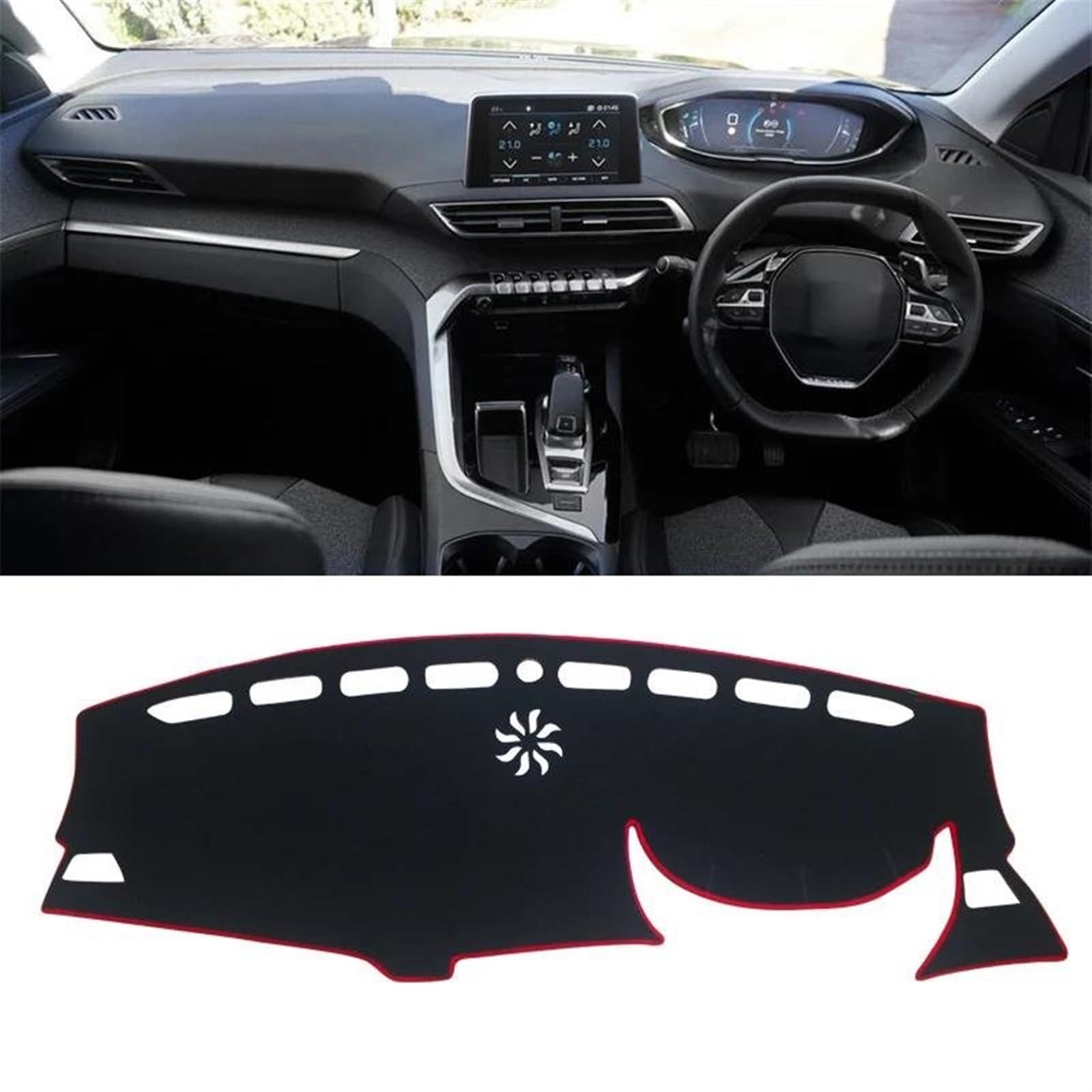 Armaturenbrett Abdeckung Matte Für Peugeot 3008 5008 GT Für Hybrid 2016 2017 2018 2019 2020 2021 2022 2023 Auto Dashboard Abdeckung Matten Instrument Schreibtisch Pad(A RHD Red Side) von ELDVSUA