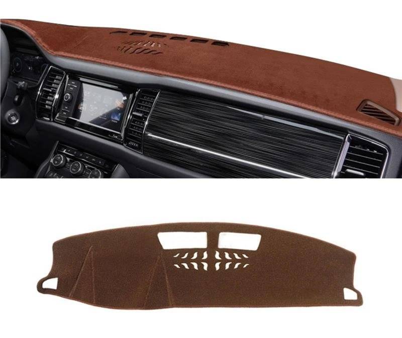 Armaturenbrett Abdeckung Matte Für Skoda Für Kodiaq 2016 2017 2018 2019 2020 2021 2022 Auto Dashboard Abdeckung Matten Sonnenschutz Pad Instrument Panel Teppiche(B LHD Brown) von ELDVSUA