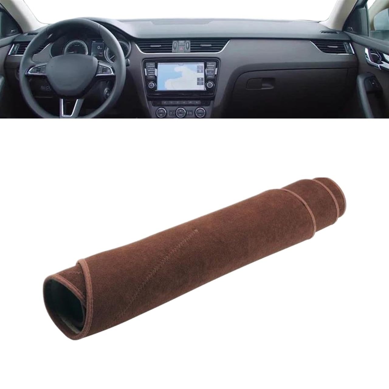 Armaturenbrett Abdeckung Matte Für Skoda Für Octavia A7 2013-2016 2017 2018 2019 Auto-Armaturenbrett-Abdeckung, Vermeiden Sie Lichtpolster, Sonnenschutz, Teppiche(B LHD Brown) von ELDVSUA