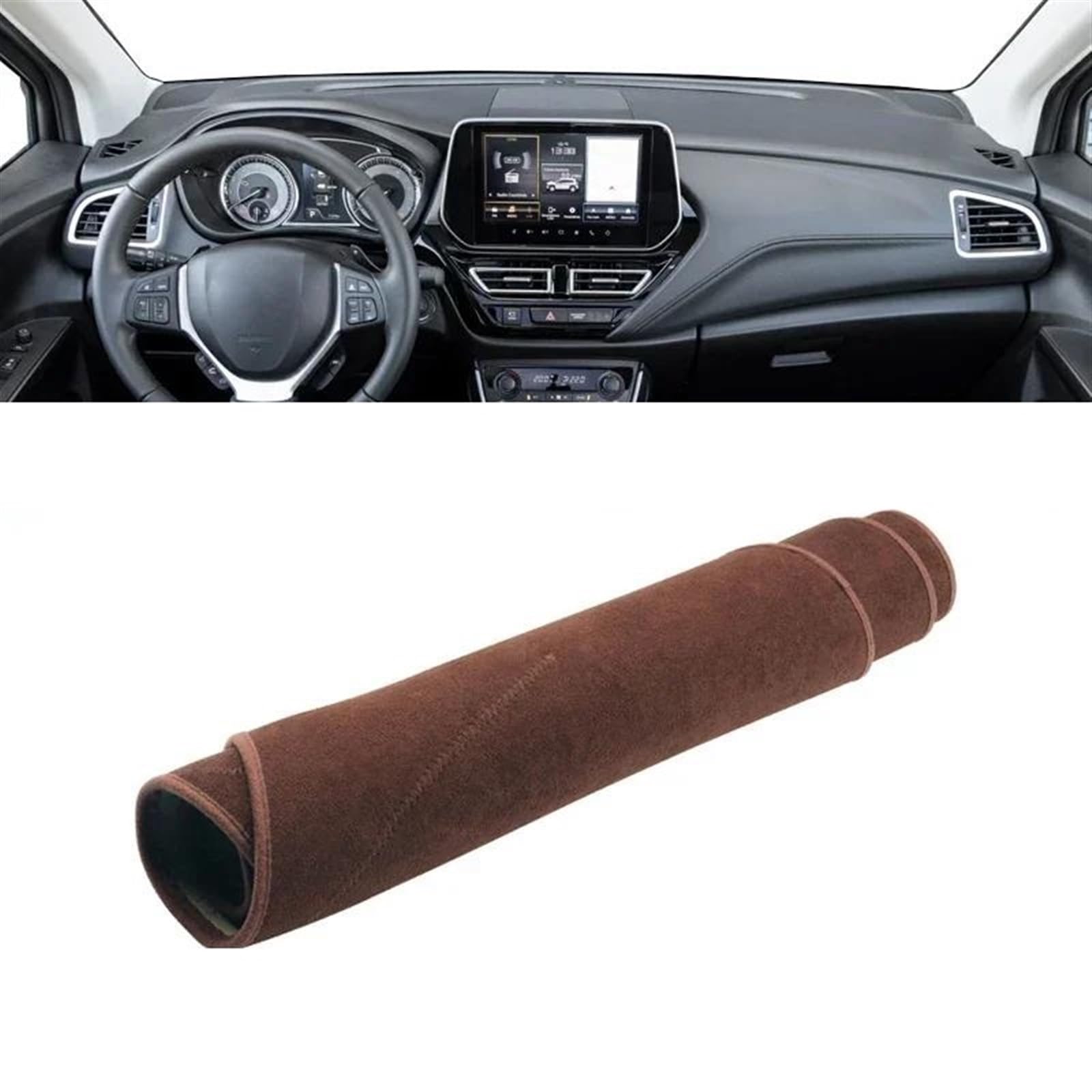 Armaturenbrett Abdeckung Matte Für Suzuki Für S-Cross MK3 2022 2023 2024 Auto-Armaturenbrett-Abdeckung, Vermeiden Sie Lichtpads, Sonnenschutzmatten, Instrumententafel(B LHD Brown) von ELDVSUA