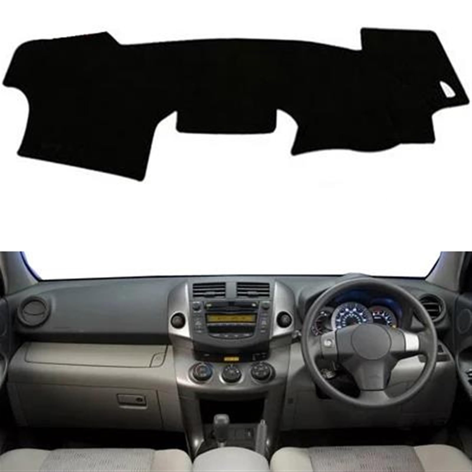 Armaturenbrett Abdeckung Matte Für Toyota Alt Für RAV4 2006 2007 2008 2009 2010 2011 2012 Sonnenschutz DashMat Auto Armaturenbrett Abdeckung Teppich(Black RHD) von ELDVSUA