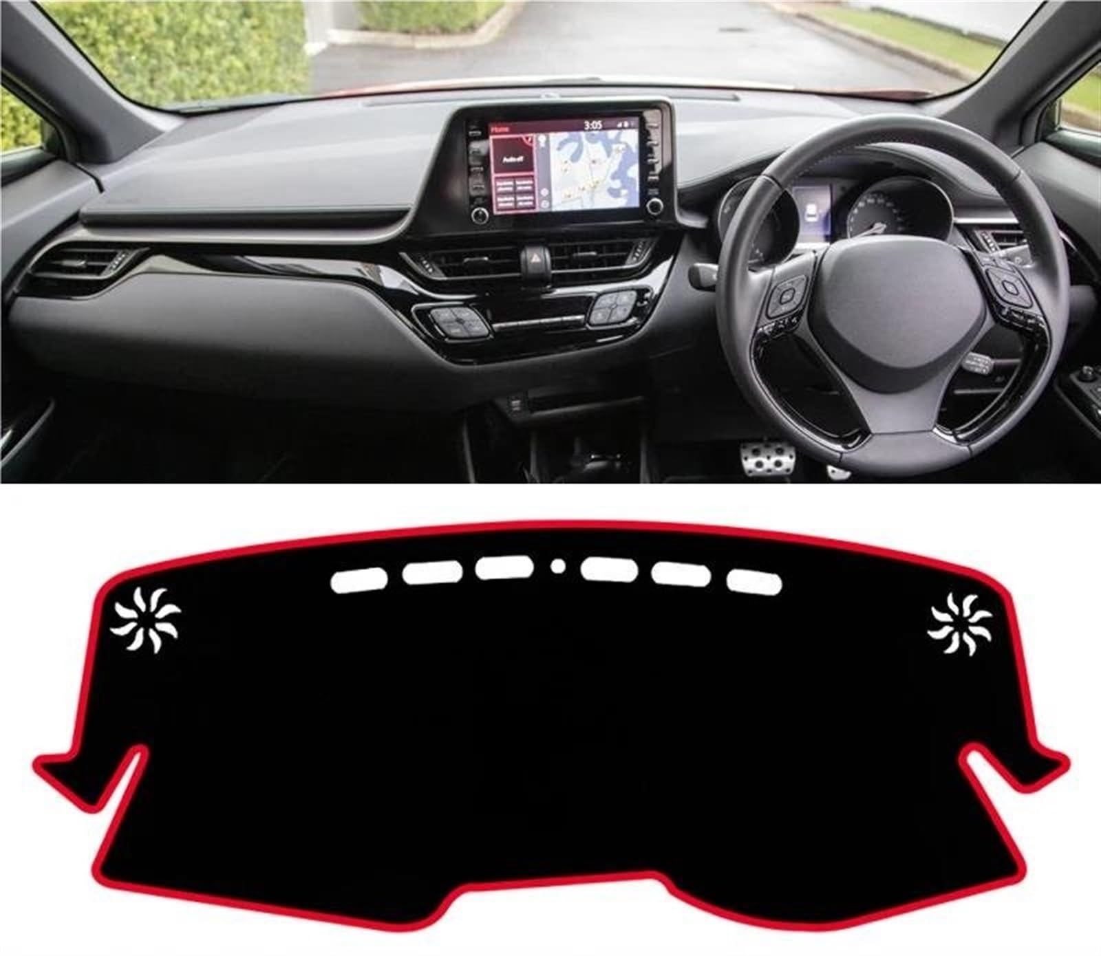 Armaturenbrett Abdeckung Matte Für Toyota Für C-HR 2016 2017 2018 2019 2020 2021 2022 Auto Dashboard Abdeckung Sonnenschutz Matte Vermeiden Licht Pads(A RHD Red Side) von ELDVSUA