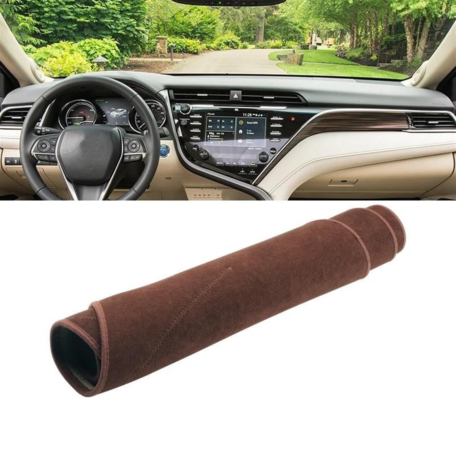 Armaturenbrett Abdeckung Matte Für Toyota Für Camry XV70 2018 2019 2020 2021 2022 2023 2024 Auto Dashboard Abdeckung Dash Matte Sonnenschutz Pad Zubehör(B LHD Brown) von ELDVSUA