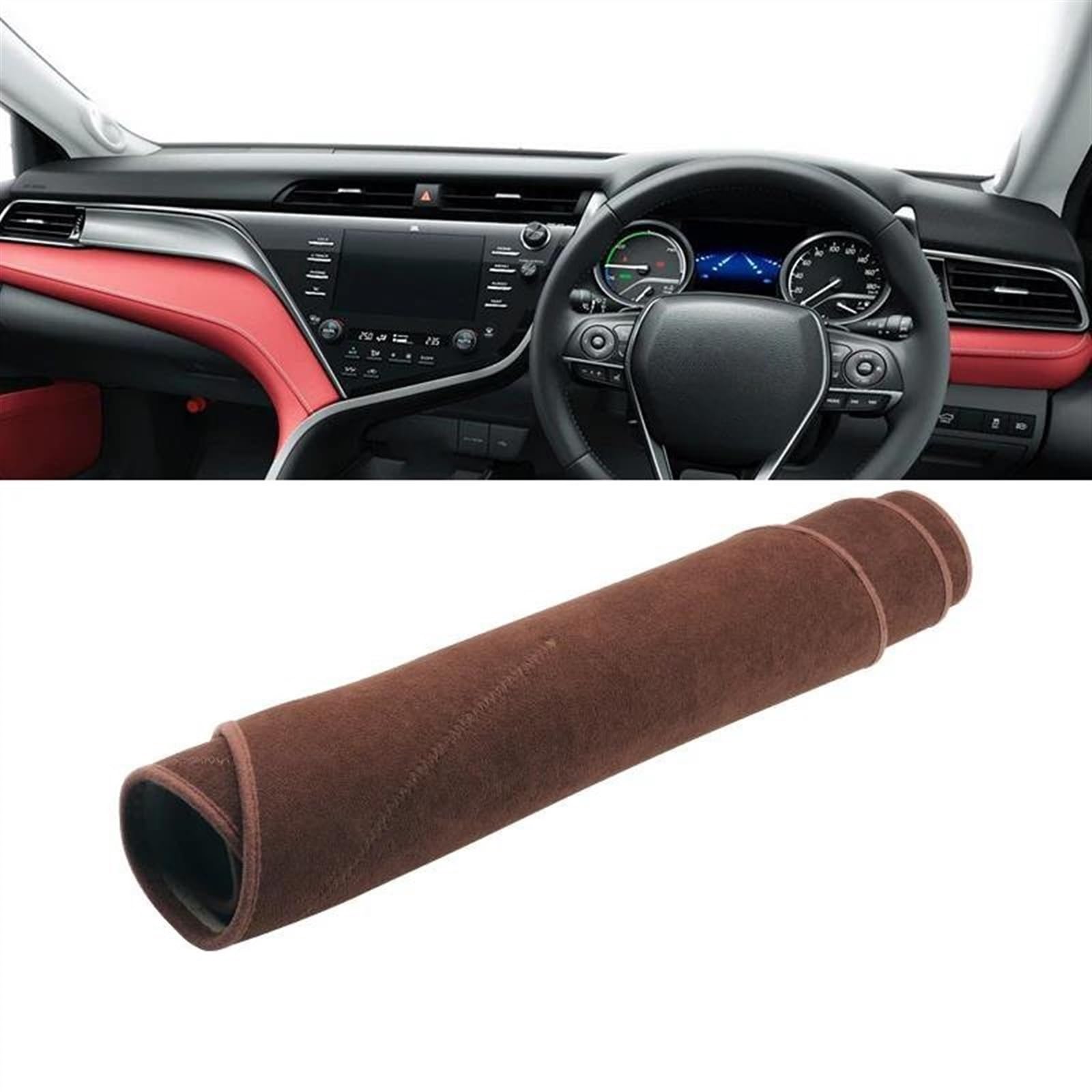 Armaturenbrett Abdeckung Matte Für Toyota Für Camry XV70 2018 2019 2020 2021 2022 2023 2024 Auto Dashboard Abdeckung Dash Matte Sonnenschutz Pad Zubehör(B RHD Brown) von ELDVSUA