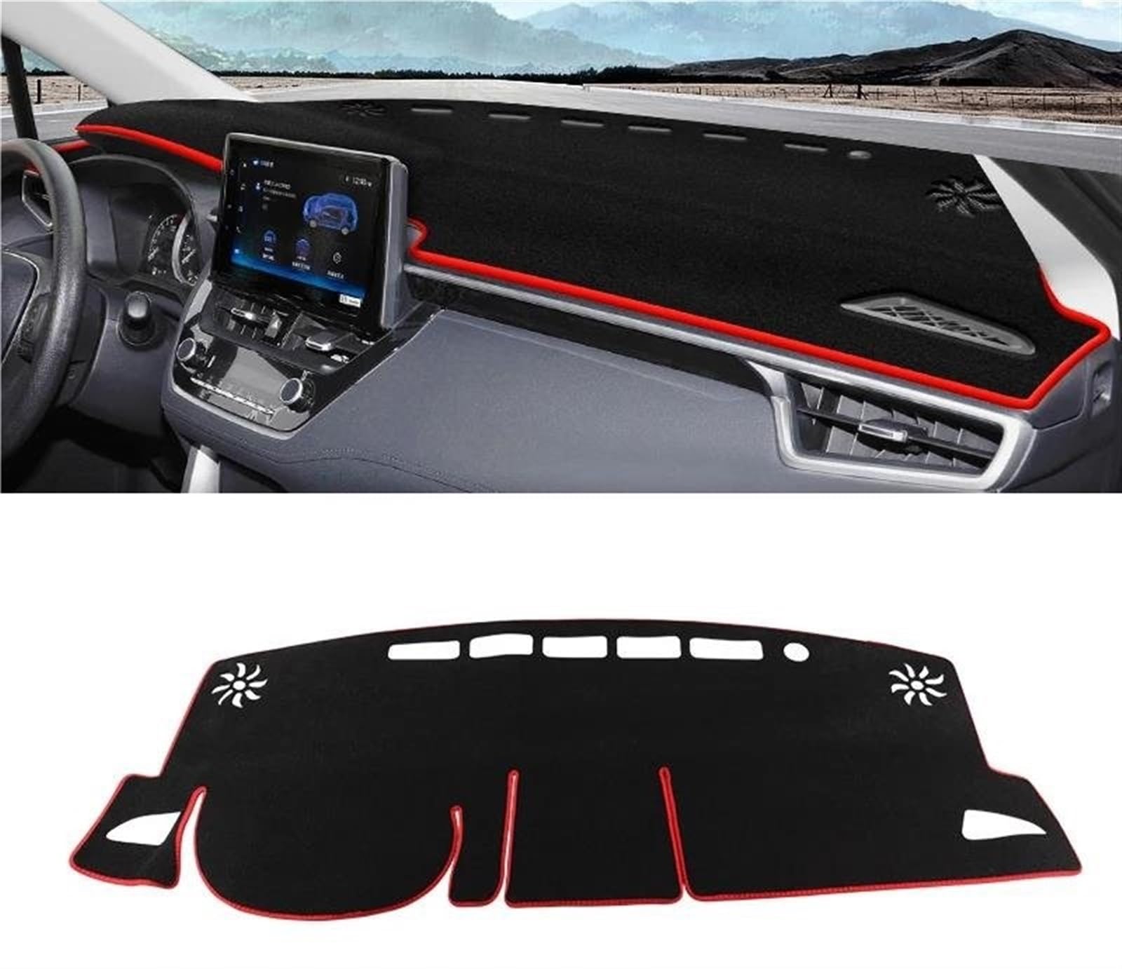 Armaturenbrett Abdeckung Matte Für Toyota Für Corolla Für Cross XG10 2021 2022 2023 2024 Auto Dashboard Abdeckung Sonnenschutz Matte Instrument Panel Teppiche(A LHD Red Side) von ELDVSUA