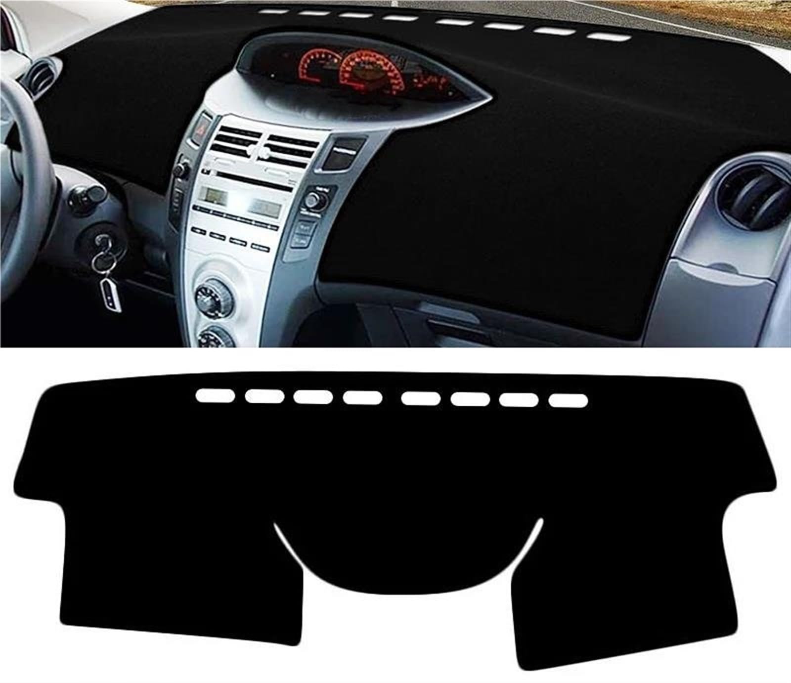 Armaturenbrett Abdeckung Matte Für Toyota Für Yaris 2 XP90 Für Vitz 2006 2007 2008 2009 2010 2011 Auto Dashboard Abdeckung Matte Sonnenschutz Pad Teppiche(A LHD Black Side) von ELDVSUA