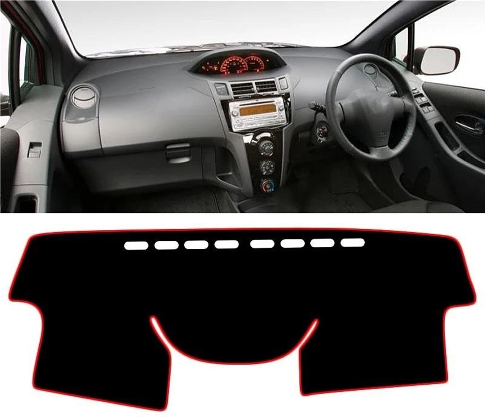 Armaturenbrett Abdeckung Matte Für Toyota Für Yaris 2 XP90 Für Vitz 2006 2007 2008 2009 2010 2011 Auto Dashboard Abdeckung Matte Sonnenschutz Pad Teppiche(A RHD Red Side) von ELDVSUA