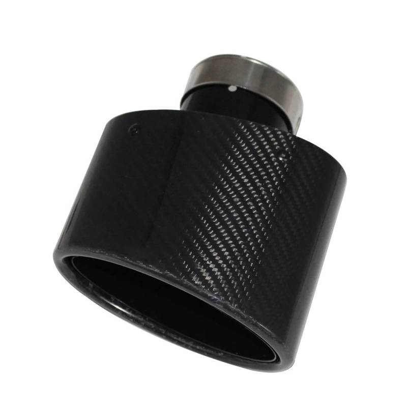 Auto Auspuffrohr Glänzend Carbon Fiber Auto Schalldämpfer Spitze Auspuffrohr Düse Dekoration Universal Edelstahl Schwarz Oval 150mm Kippen Links Rechts Abgasrohrleitungen von ELDVSUA