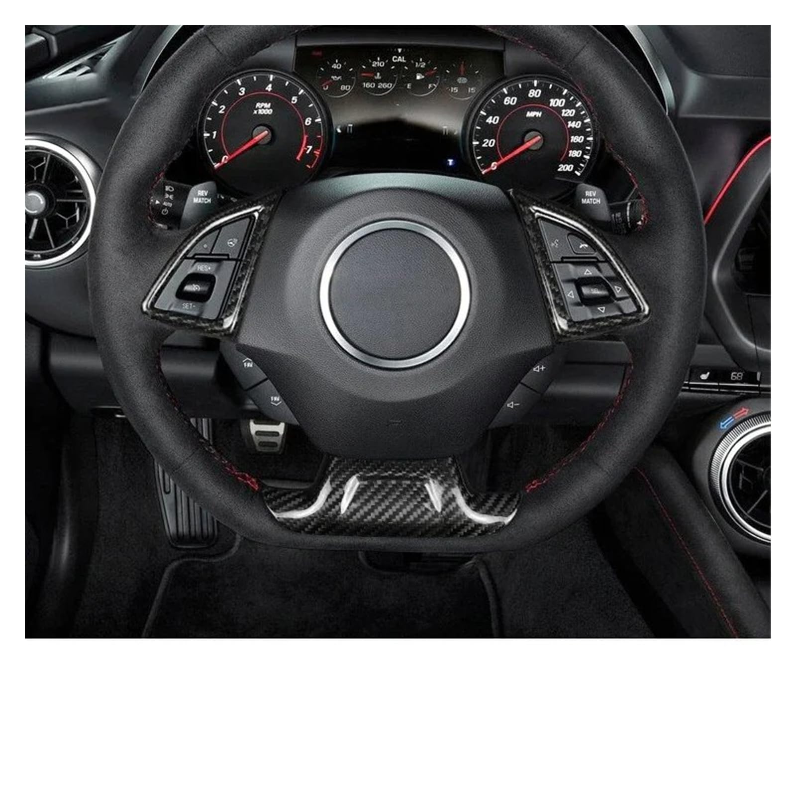 Automobilinnenraum Für Chevrolet Für Camaro 2016-2023 Carbon Fiber Auto Innen Lenkrad Rahmen Trim Center Abdeckung Panel Aufkleber Dekoration Innenraum Interieur Zubehör(Type B Carbon) von ELDVSUA