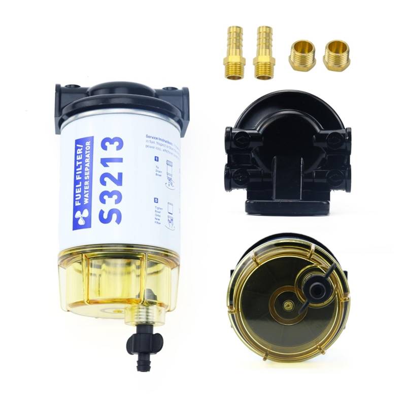 Benzinpumpen Kraftstofffilter-Wasserabscheider-Baugruppe Außenborder S3213 S3227 R12T Für Mercury Für Quicksilver OMC Schiffsmotor Boot 10 Mikron Kit Motorrad Kraftstoffpumpen(S3213) von ELDVSUA