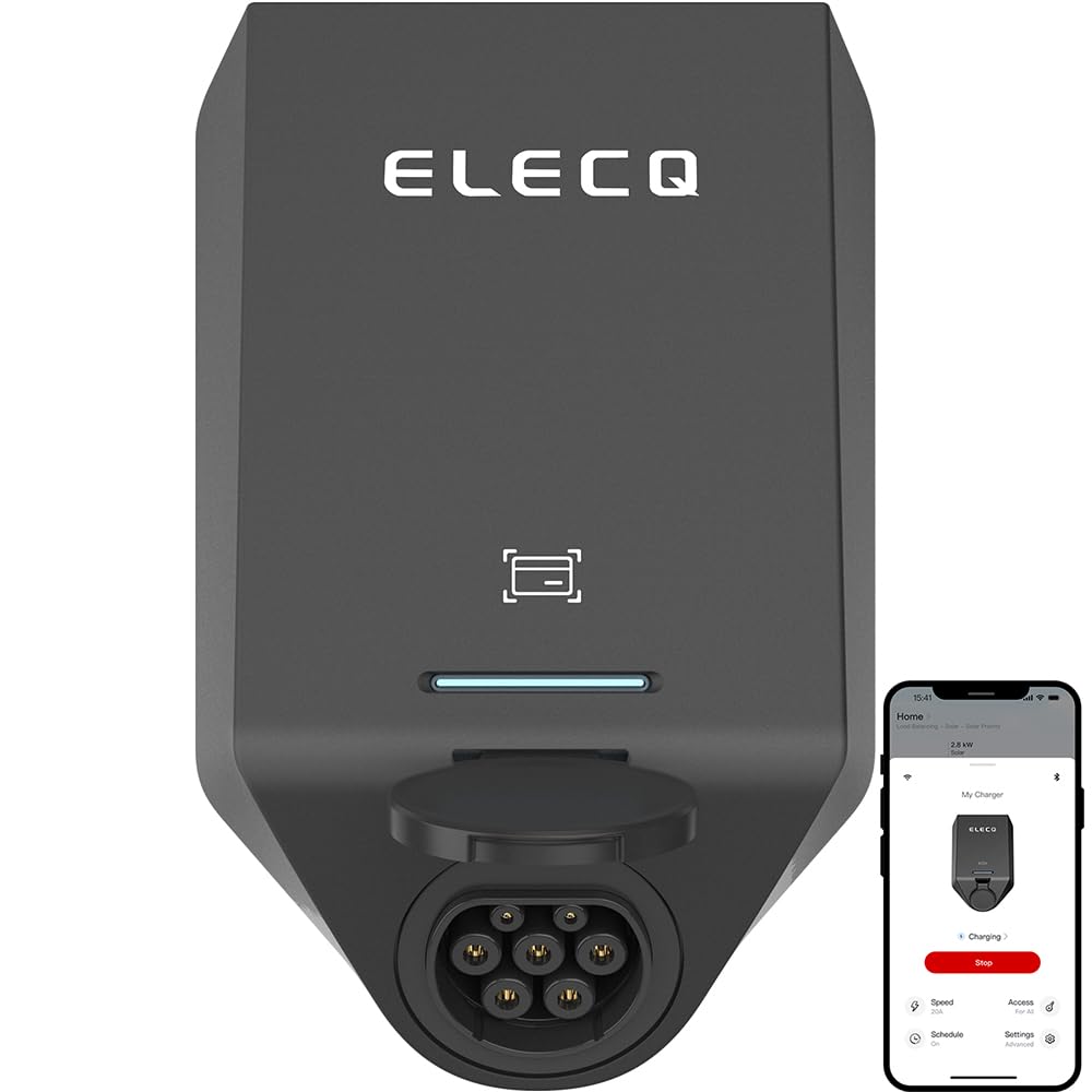 Elecq Wallbox 22kw mit APP & zähler,kompatibel 11KW RFID | CE & TÜV | Typ 2 e auto Heim ladestation,4G Schlitz,Wifi,dynamisches lastmanagement,3-phasig 32A 400V Einstellbarer Ladeleistung,Smart Laden. von ELECQ