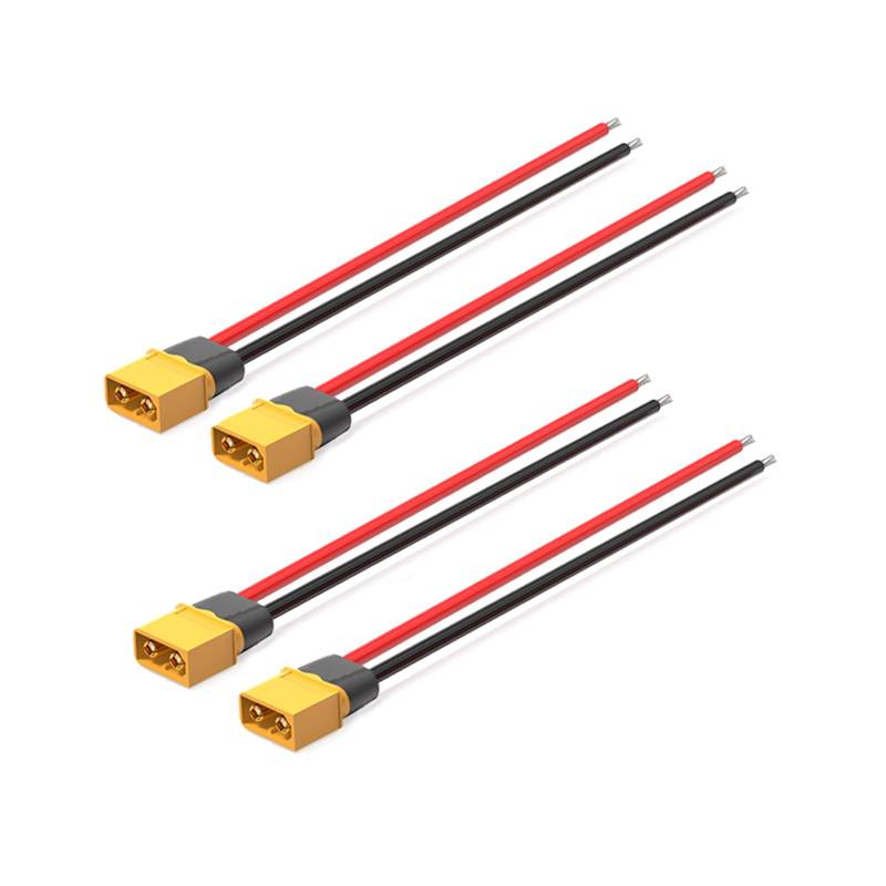 ELFCULB 4 Stück XT60 Stecker mit 12AWG Kabel, XT60 Männlich für RC Lipo Drohne Batterie Kabel(15 cm) von ELFCULB