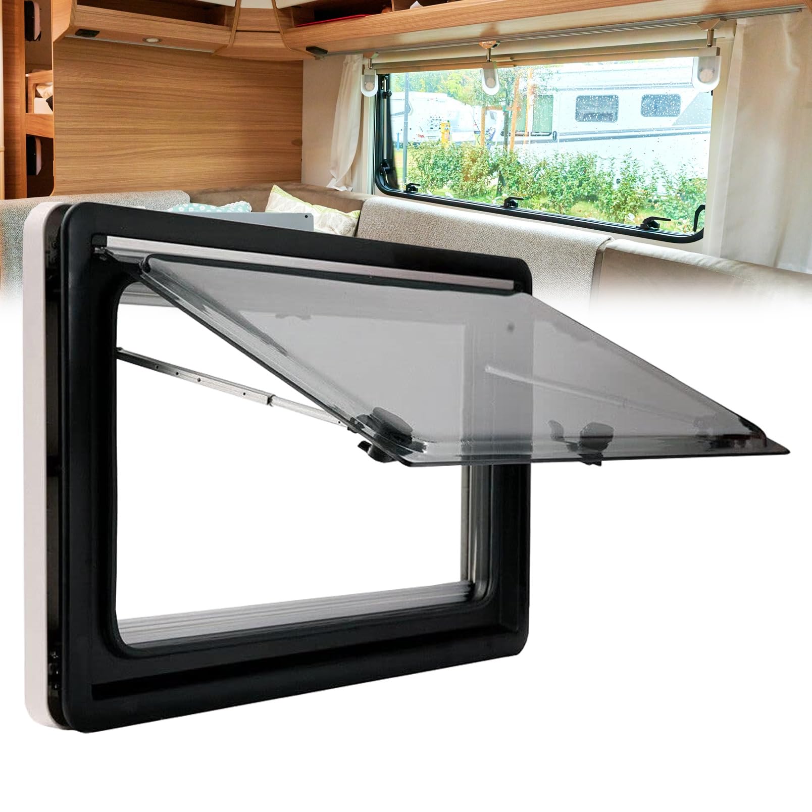 Caravan Seitenfenster Wohnmobilfenster ６５° öffnungswinkel Wohnmobil Ausstellfenster mit Sichtschutzvorhang Seitenfenster Wohnmobil Fenster RV Externes Push Fenster(1100x500mm) von ELIKBH