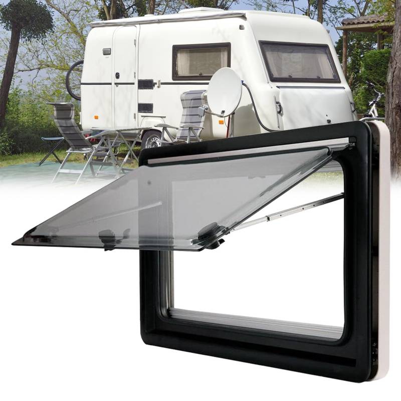 Caravan Seitenfenster Wohnmobilfenster mit Sichtschutzvorhang & Fliegengitter Seitenfenster Wohnmobil Fenster RV Klappfenster Externes Push Fenster Für Wohnwagen Wohnmobile(1000x800mm) von ELIKBH