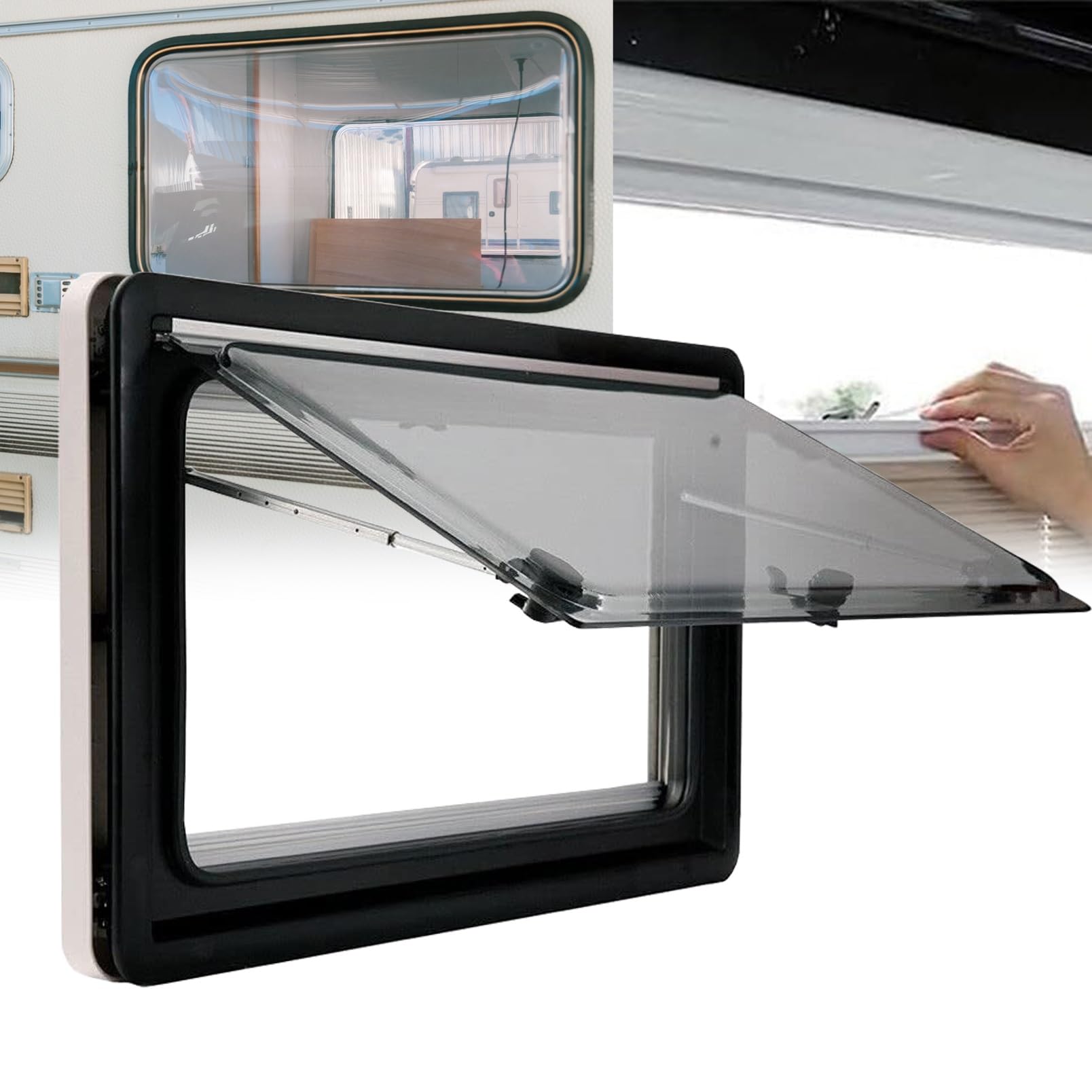 Wohnmobilfenster Caravan Seitenfenster Wohnwagen Fenster Acrylglas Wohnwagen Fenster Ausstellfenster RV Externes Push Fenster Wohnmobil Ausstellfenster(1100x550mm) von ELIKBH