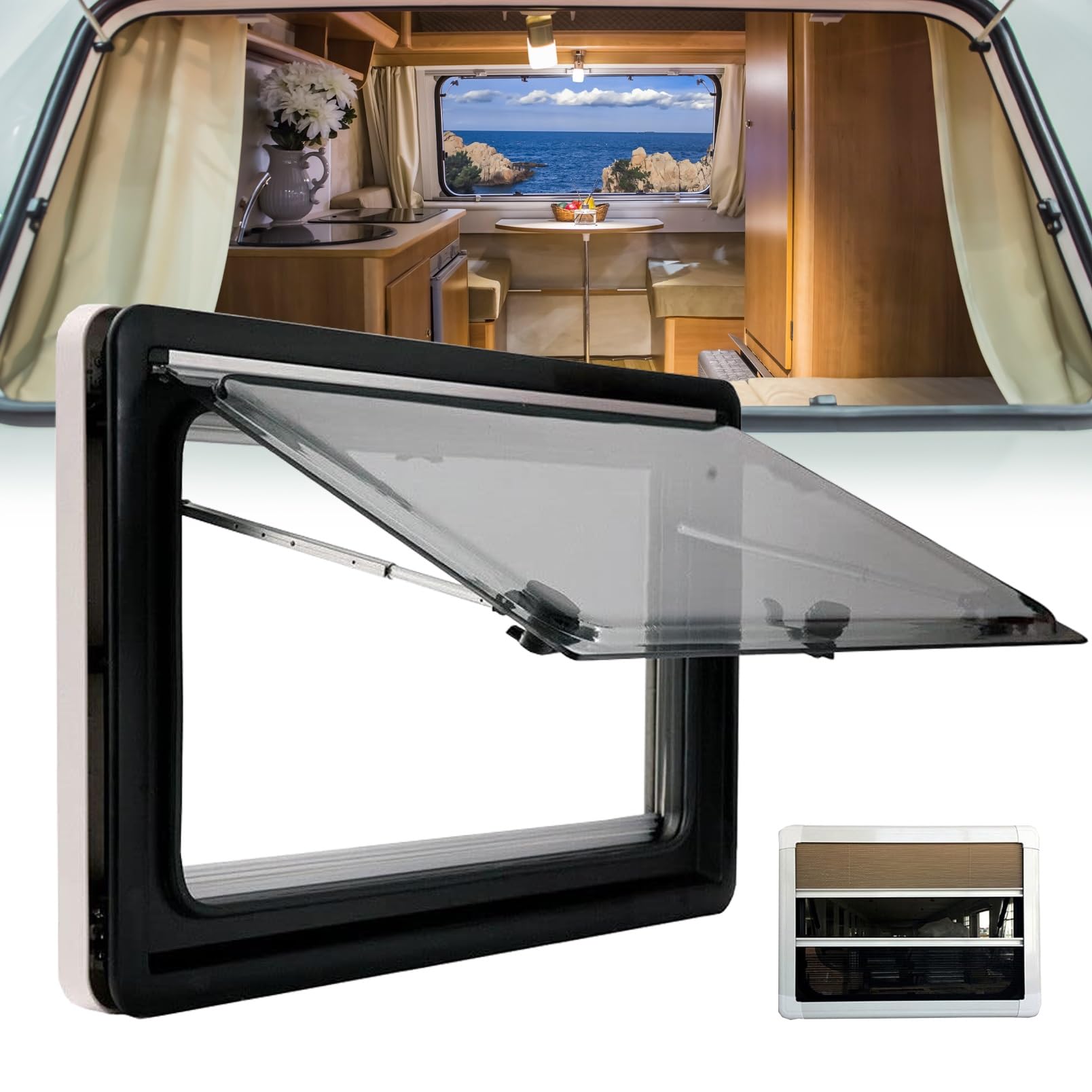 Wohnmobilfenster Caravan Seitenfenster Wohnwagen Fenster Ausstellfenster ６５° öffnungswinkel Ausstellfenster Wohnmobil Fenster RV Externes Push Fenster Für Wohnwagen Fahrzeugen(1000x800mm) von ELIKBH