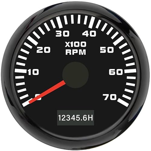 ELING 52 mm Drehzahlmesser 0–7000 U/min Drehzahlmesser mit roter Hintergrundbeleuchtung 12 V 24 Volt universell für Wohnmobil SUV Schnellboote ELING 52 mm Drehzahlmesser 0–7000 U/min Drehzahlmesser mit roter Hintergrundbeleuchtung 12 V 24 Volt universell für Wohnmobil SUV Schnellboote von ELING