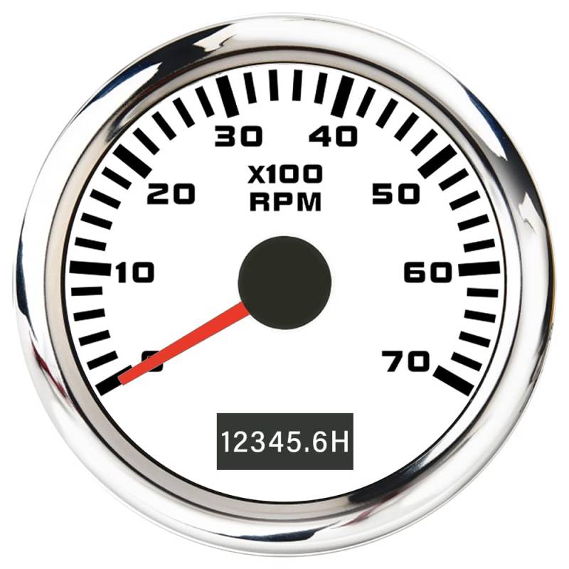 ELING 52 mm Drehzahlmesser 0–7000 U/min Tachoanzeige mit roter Hintergrundbeleuchtung 9–30 V für PKW LKW Wohnmobil von ELING