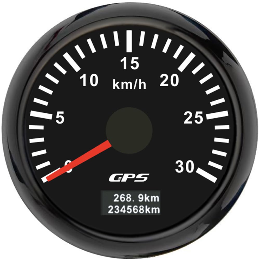 ELING 52 mm GPS-Tachometer 0–30 km/h Geschwindigkeitsmesser mit 7 Farben Hintergrundbeleuchtung für Traktoren ATV UTV (schwarz+schwarz, 0-30KM/H) von ELING