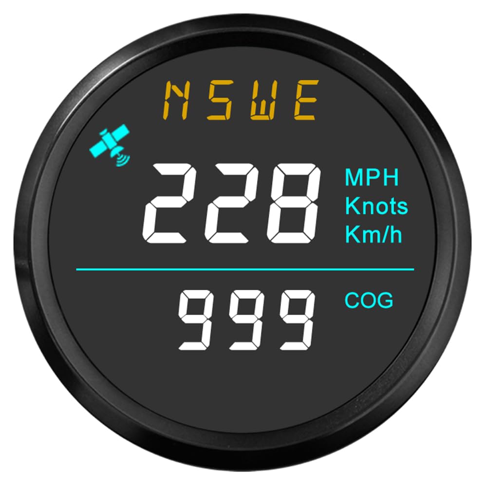 ELING 52 mm Universal-GPS-Tachometer mit Kurs über Grund und Hintergrundbeleuchtung 12 V 24 V für Marine-Segelboote von ELING