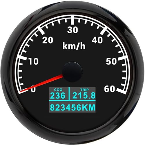 ELING 85 mm 3 in 1 GPS-Tachometer 0–60 km/h mit COG TRIP ODO mit 7 Farben Hintergrundbeleuchtung 12 V 24 Volt für Traktoren ATV UTV von ELING