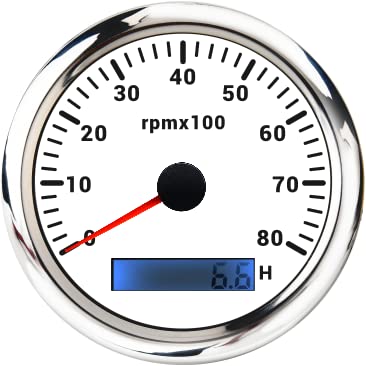 ELING 85 mm Drehzahlmesser 0–8000 U/min mit LCD-Stundenzähler 7 Farben Hintergrundbeleuchtung für PKW LKW Limousine von ELING