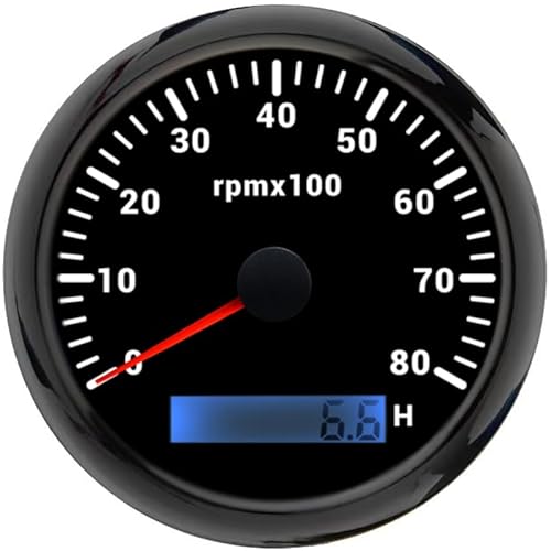 ELING 85 mm Drehzahlmesser 8000 U/min Drehzahlmesser mit Betriebsstundenzähler und 7-Farben-Hintergrundbeleuchtung 12 V 24 V für Auto Motorrad von ELING