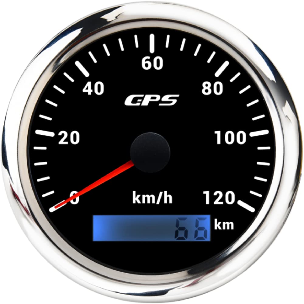 ELING 85 mm GPS-Tachometer 0–120 km/h mit GPS Antenne mit 7 Farben Hintergrundbeleuchtung für LKW Transporter von ELING