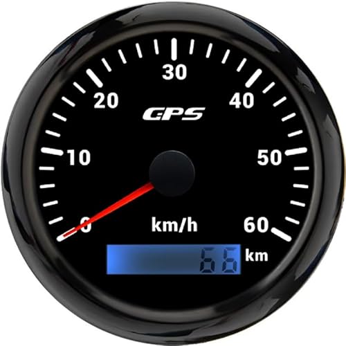 ELING 85 mm GPS-Tachometer 60 km/h Kilometerzähler mit Gesamtkilometerstand und 7 Farben Hintergrundbeleuchtung für Kart Traktoren Schiffe von ELING