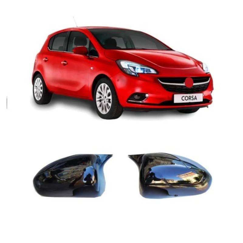 ELIT TUNING STORE Fledermausspiegel Abdeckung für Opel Corsa E 2014-2019 Autozubehör Glänzend Schwarz Piano Batman Auto Schilde Tuning Außenteile von ELIT TUNING STORE