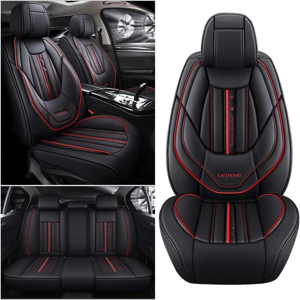 ELLIAT Komplettset Autositzbezüge für Audi Tt Tts Q9 S1 Sq8 Sq2 Sq7 Tt Offroad A2 A0 Q4 E-Tron Concept E-Tron Gt,Leder Wasserdichter Universal Set Schwarz von ELLIAT