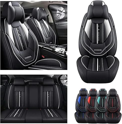 ELLIAT Komplettset Autositzbezüge für BMW X1 E84 X1 F48 X2 M35I F39 X2 F39 X3 E83 X3 F25 I8 I12 Coupe,Leder Wasserdichter Universal Set Schwarz und weiß von ELLIAT