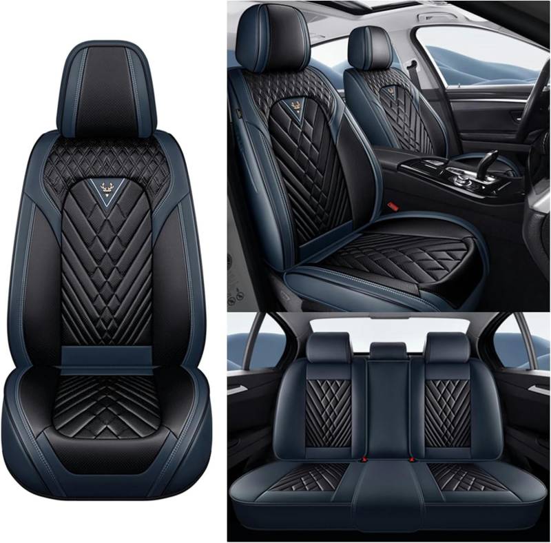 ELLIAT Komplettset Autositzbezüge für Hyundai Tucson Line(Nx4)/Tucson Plug-In Hybrid(Nx4)/Tuscani(Gk),Leder Wasserdichter Universal Set Schwarz blau von ELLIAT