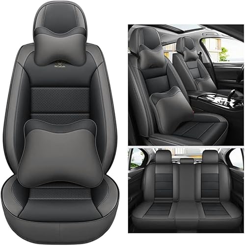 ELLIAT Komplettset Autositzbezüge für Kia Rio Morning Stinger NIRO Cerato Mohave Sorento Stonic Soul Sportage,Leder Wasserdichter Universal Set Grau von ELLIAT