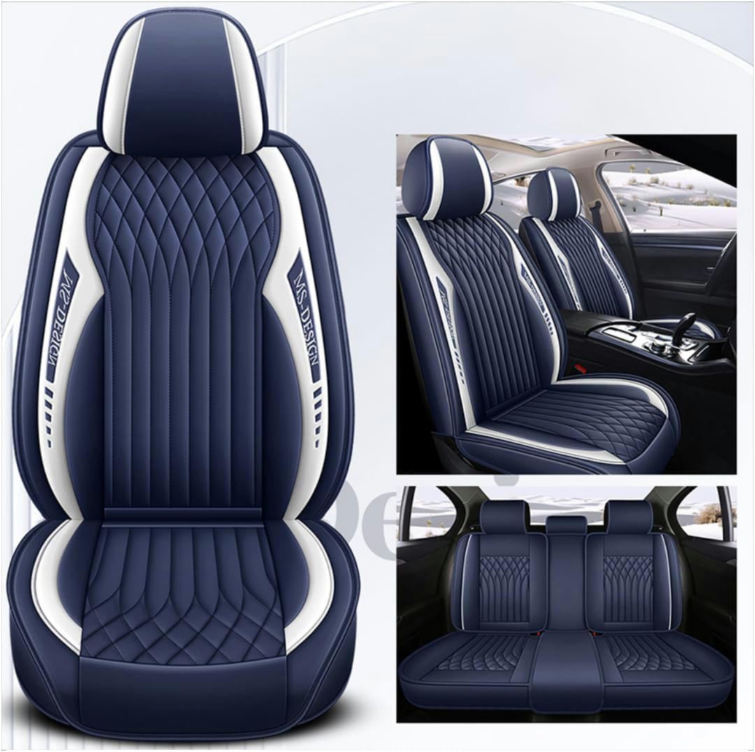 ELLIAT Komplettset Autositzbezüge für Nissan X-Trail T32 2014-2020,Leder Wasserdichter Universal Set Blau von ELLIAT