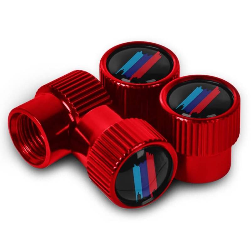 Metall-Reifen-Ventilschaftkappen-Abdeckungen, Luftventilkappen-Set, staubdicht, auslaufsicher, kompatibel mit BMW M 3 5 7 X1 X3 M3 M5 X1 X5 X6 Zubehör(Red) von ELNBFGFTF