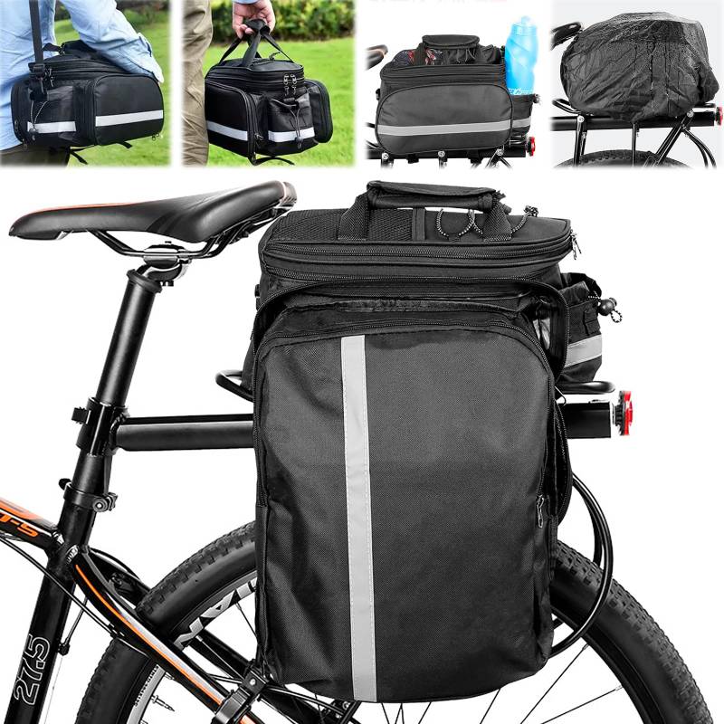 ELNLE Fahrradtaschen für Gepäckträger 10 bis 27L Fahradtaschen Hinten Gepäckträgertaschen Wasserdicht mit Regenschutz Reflektierend Tragegriff und Schultergurt, Multifunktionale Bike Bag von ELNLE