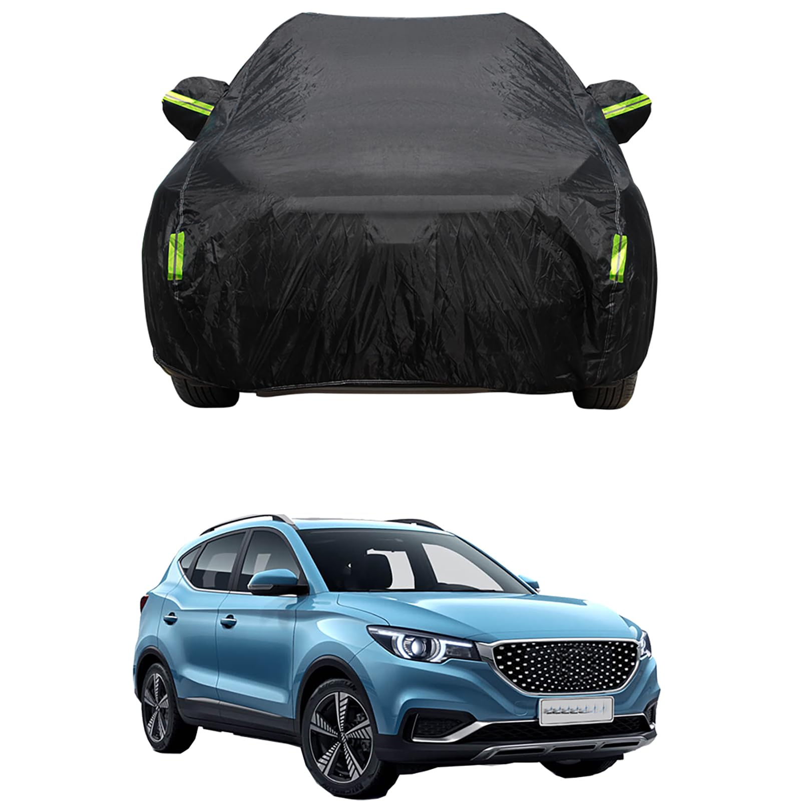 Autoabdeckung für MG ZS EZS ZS EV, 210D-PU Outdoor Vollgarage Allwetter Wasserdicht Winddicht Schutz Ersatz Autoabdeckung, mit Fahrertür Reißverschluss von ELNas