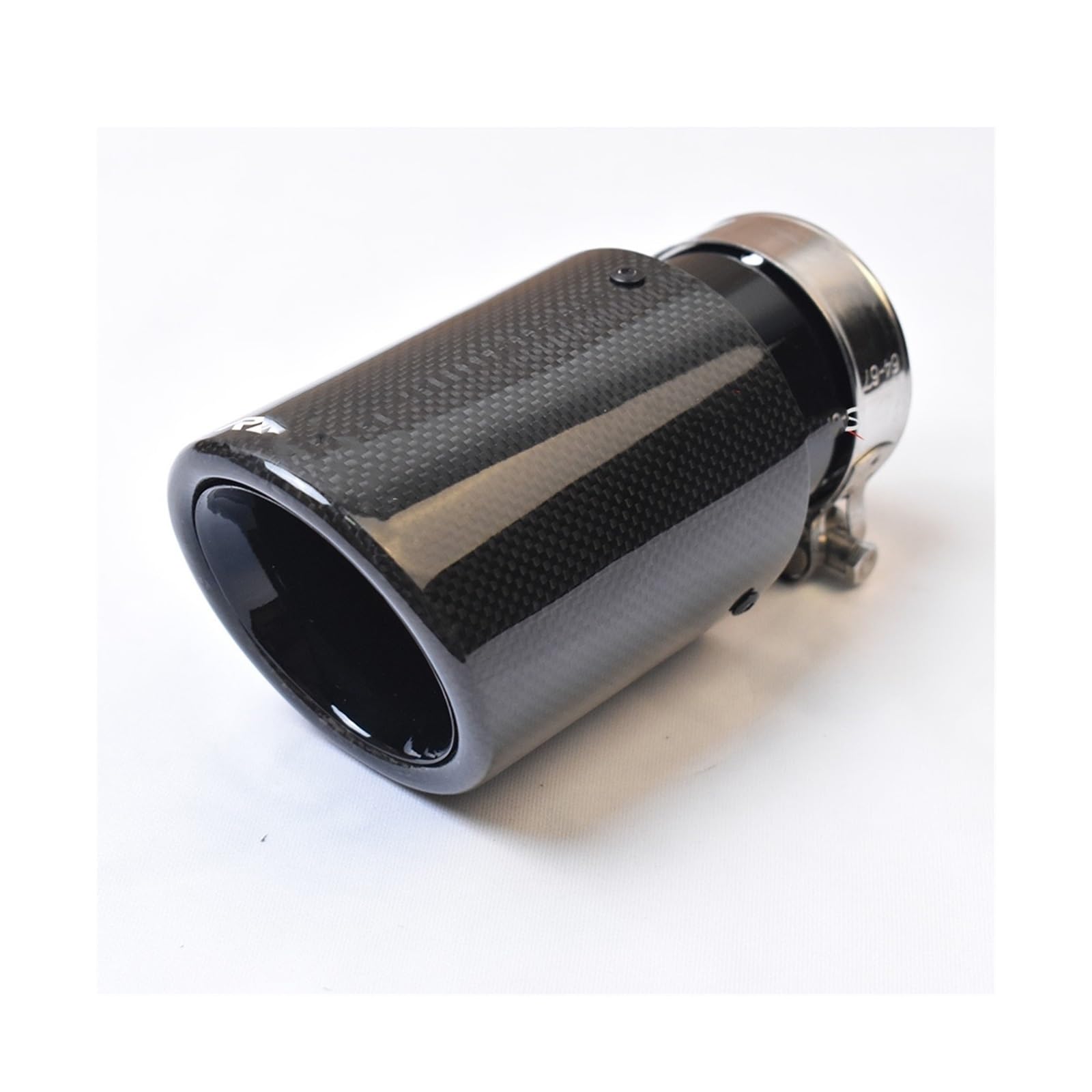 1 x Auto-Auspuffendrohr, lockiges, glänzendes Carbonfaser-Edelstahl-Auspuffrohr mit abgeschrägter Kante, schwarzes Auspuffrohr.(60-89mm) von ELROAL