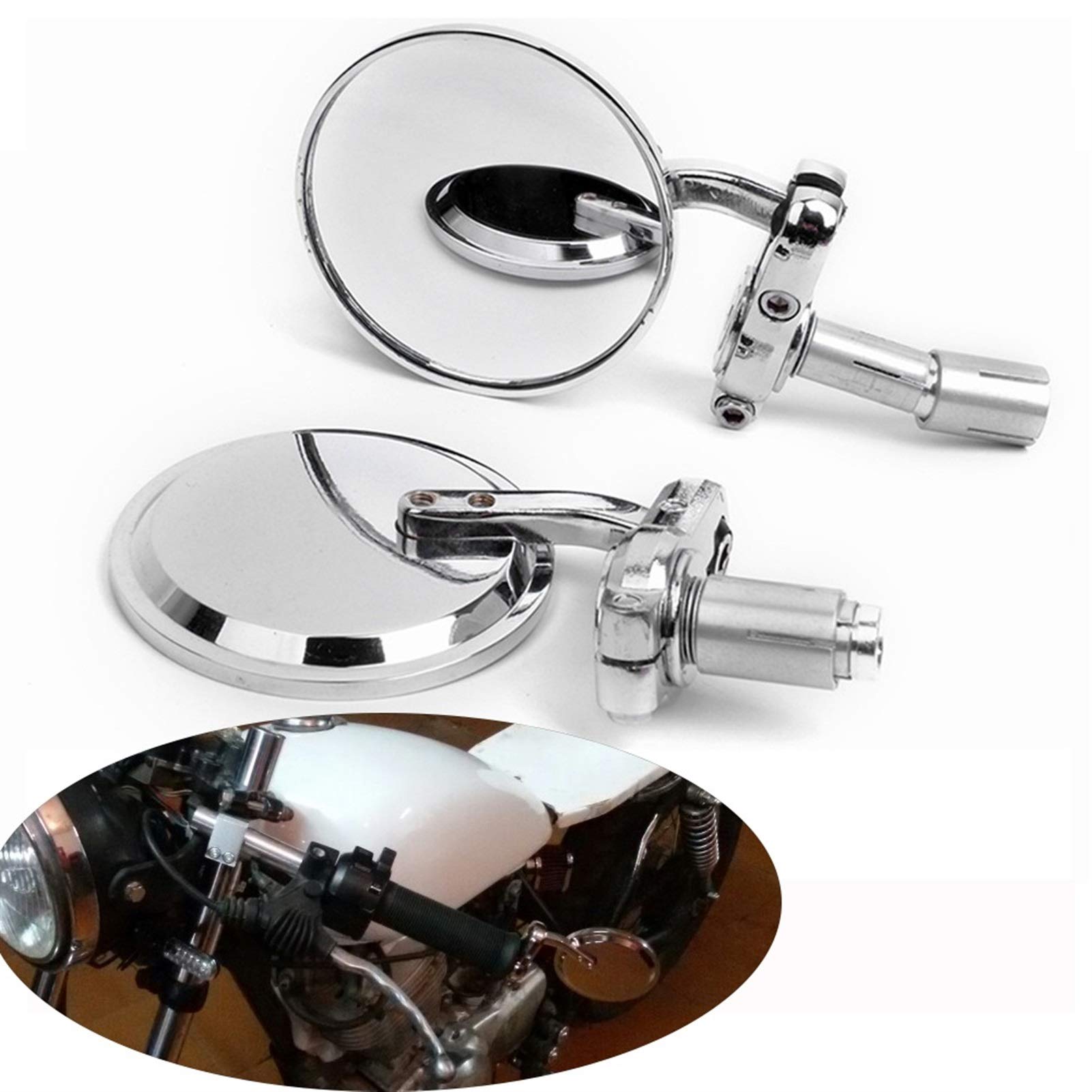 Motorrad Spiegel,Rückspiegel Motorrad Motorrad Moto Bike 7/8" 22mm Lenkerende Spiegel zusammenklappbarer Folding Rückseitenspiegel Motorrad-Zubehör (Color : Chrome) von ELTOX