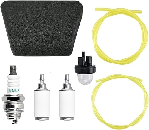 EMAGEREN 7er Set Universal Benzinfilter kit 2x Kraftstoffschlauch 2,5 x 5mm 2 x 3,5mm Benzinschlauch Ölschlauch mit Kraftstofffilter Luftfilter Primer für Rasenmäher Gebläse Stihl McCulloch von EMAGEREN