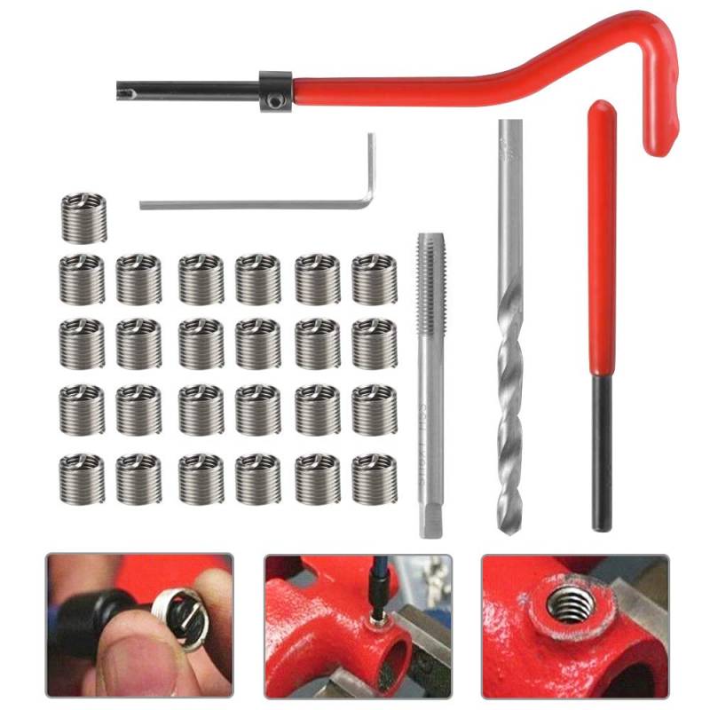 EMAGEREN 30 Stück Gewindereparatursatz, M6 x 1,0 mm Kompatibel Innen Gewindereparatur Set Gewindereparatur Drahteinsatz Kit Helicoil Gewinde/rethread Repair Kit für Auto Reparatur von EMAGEREN